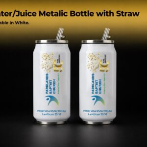 Water/Juice Metalic Bottle with Straw 443ml - JC035NE